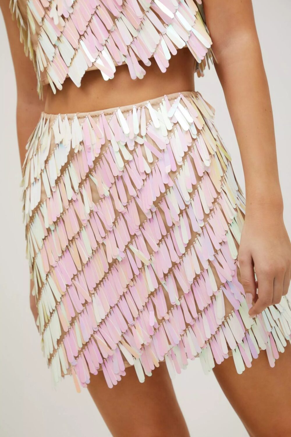 Iridescent Tile Sequin Mini Skirt - Image 3