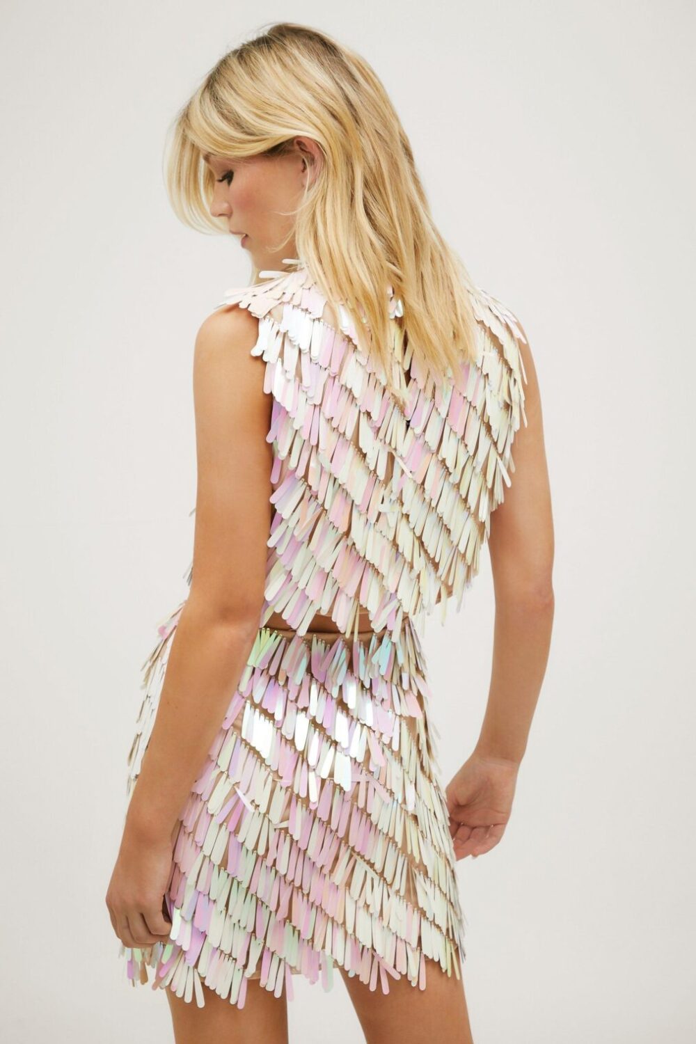 Iridescent Tile Sequin Mini Skirt - Image 4