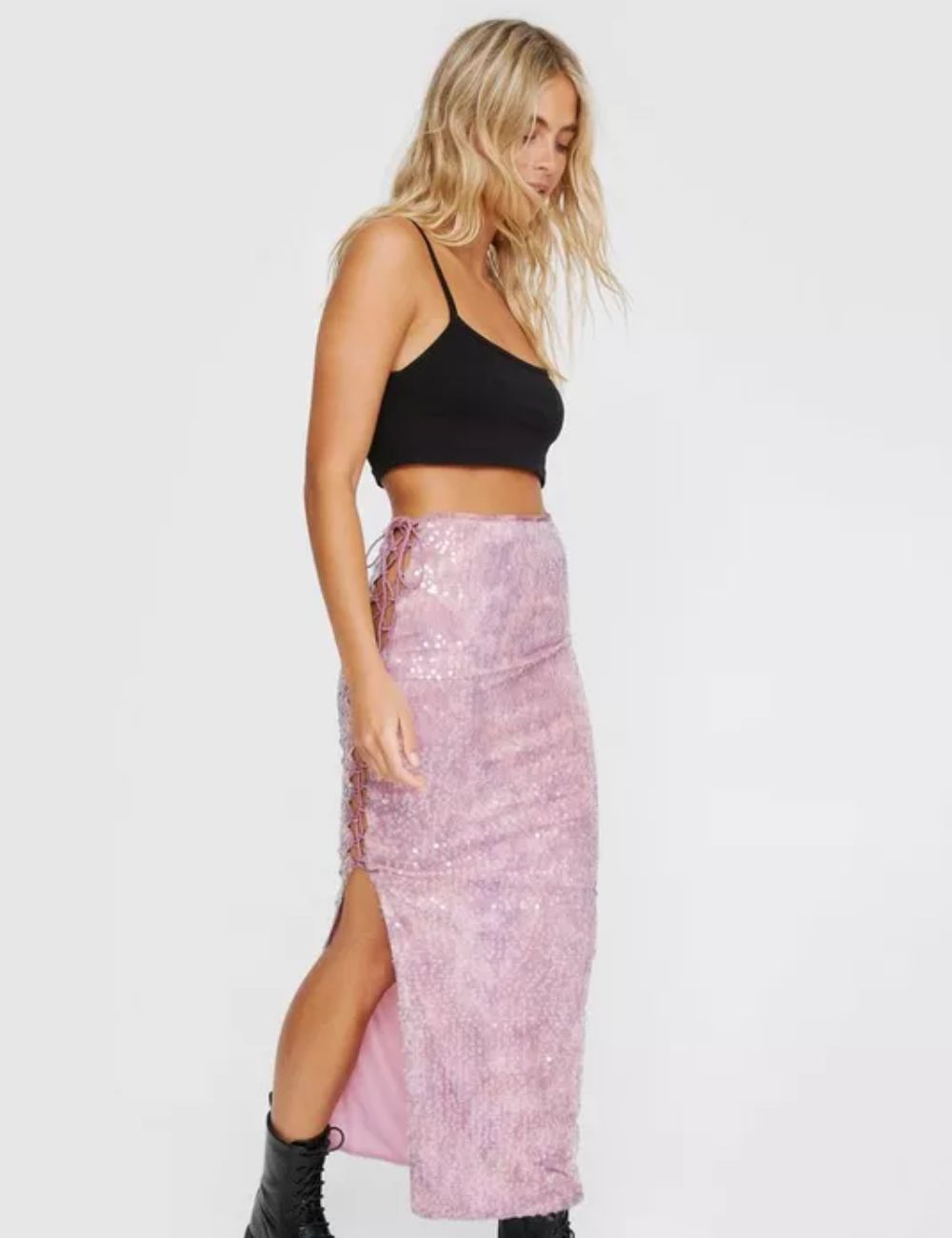 Lace Cut Out Maxi Skirt
