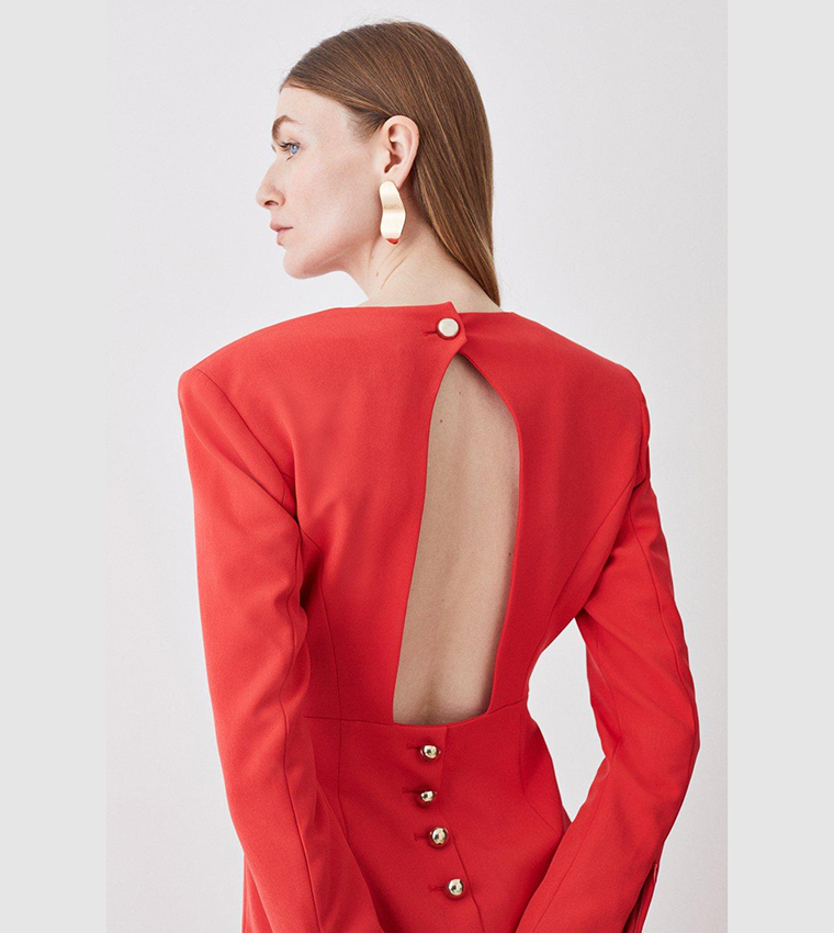 Compact Stretch Viscose Open Back Pencil Midi Dress - Image 3