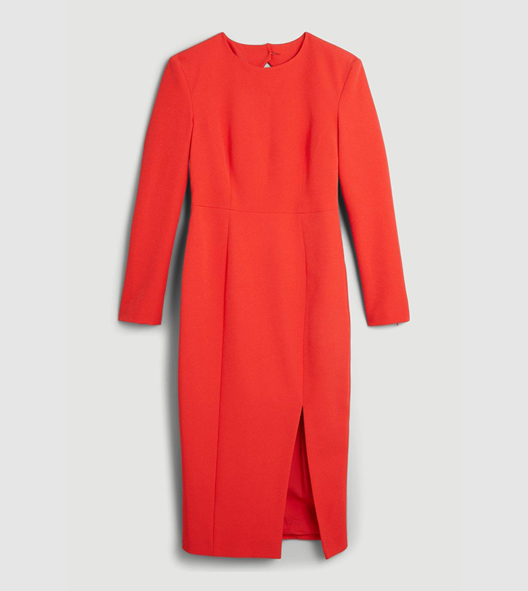 Compact Stretch Viscose Open Back Pencil Midi Dress - Image 4