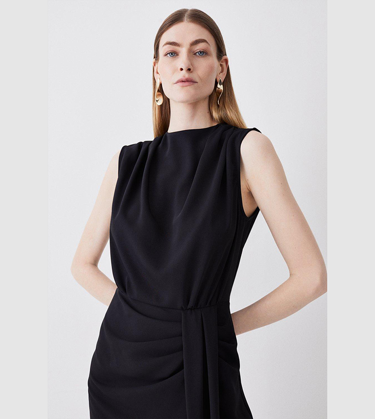 Cowl Neck Sleeveless Woven Midi Dress - Image 2