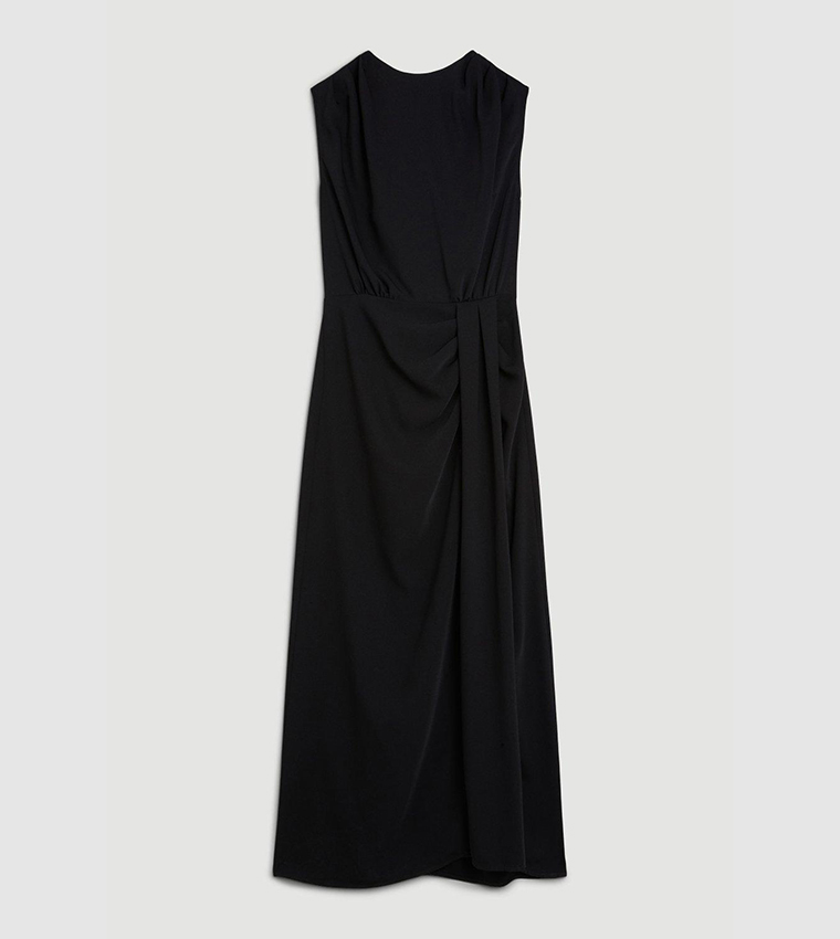 Cowl Neck Sleeveless Woven Midi Dress - Image 4