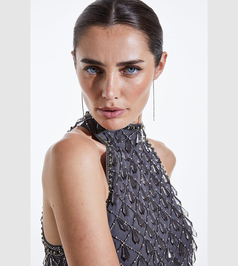 Draped Crystal And Diamante Maxi Dress - Image 2