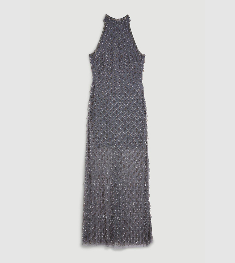 Draped Crystal And Diamante Maxi Dress - Image 3