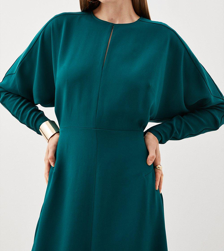 Tall Premium Woven Viscose Crepe Long Sleeve Midi Dress - Image 2