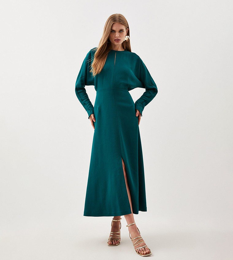 Tall Premium Woven Viscose Crepe Long Sleeve Midi Dress - Image 3