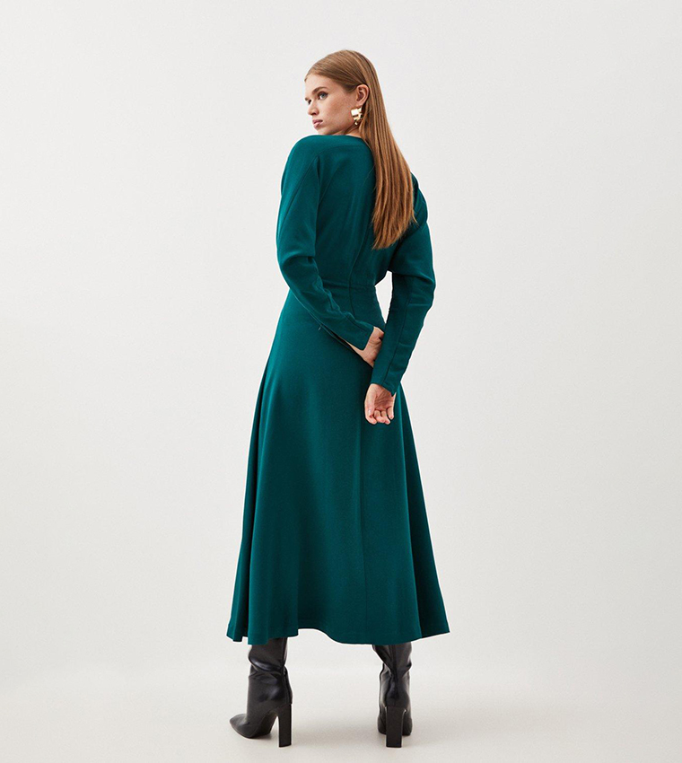 Tall Premium Woven Viscose Crepe Long Sleeve Midi Dress - Image 5