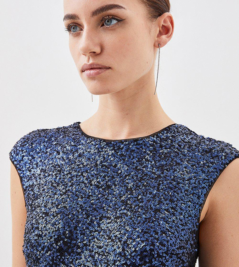 Petite Stretch Sequin Backless Bodysuit - Image 3