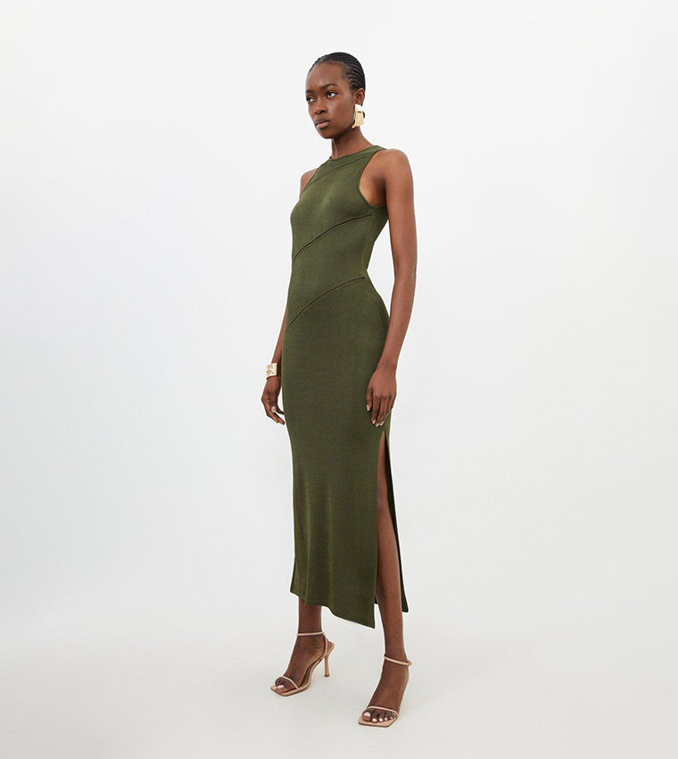 Petite Slinky Viscose Knit Seam Detail Maxi Dress