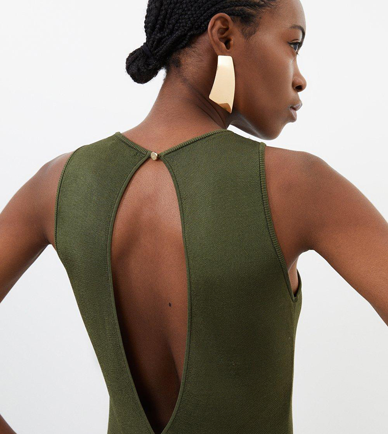Petite Slinky Viscose Knit Seam Detail Maxi Dress - Image 3