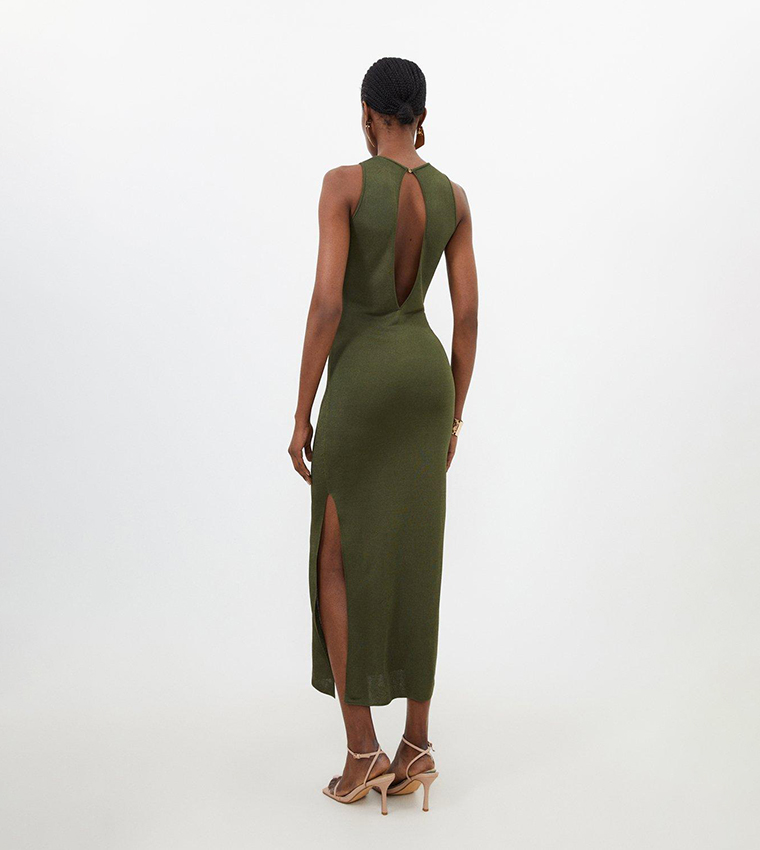Petite Slinky Viscose Knit Seam Detail Maxi Dress - Image 5