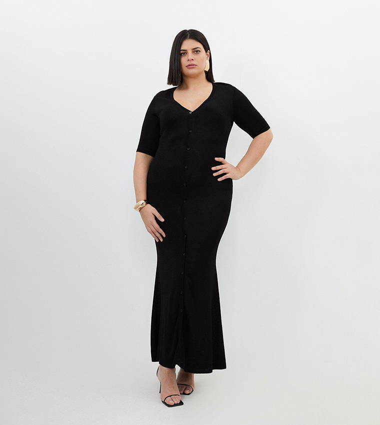 Plus Size Viscose Blend Slinky Knit Midaxi Dress