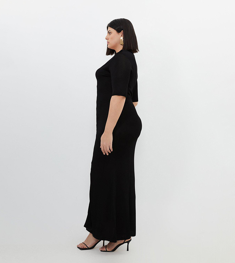 Plus Size Viscose Blend Slinky Knit Midaxi Dress - Image 3