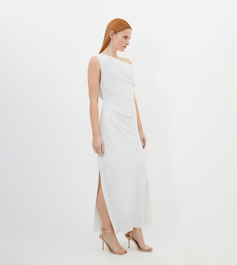 Petite Satin Back Crepe Woven Maxi Dress