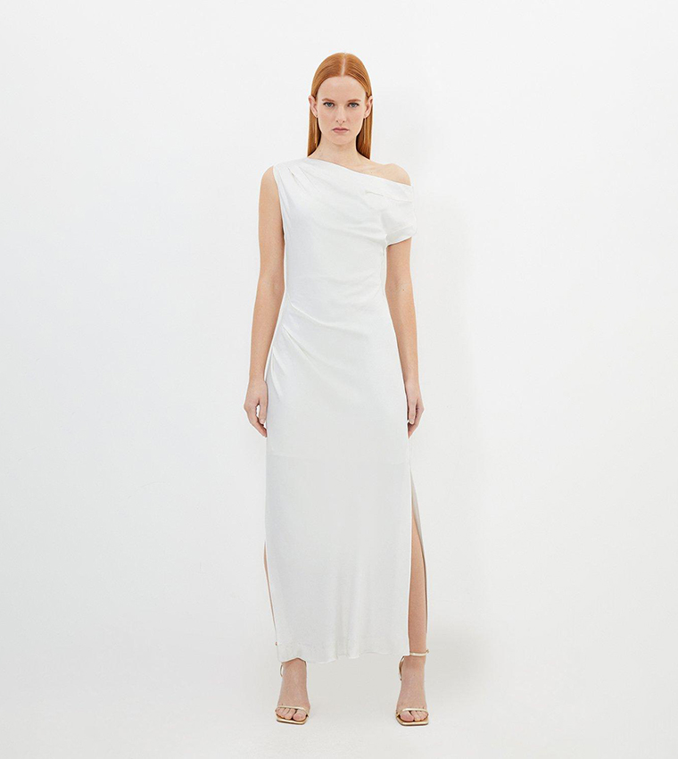 Petite Satin Back Crepe Woven Maxi Dress - Image 3