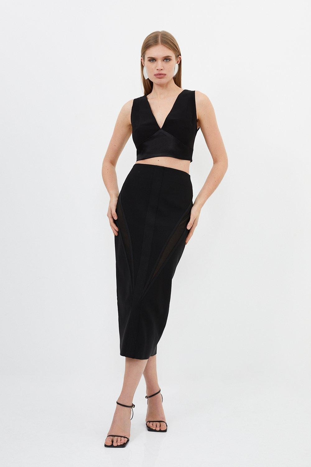 Figure Form Bandage Knit Midi Skirt