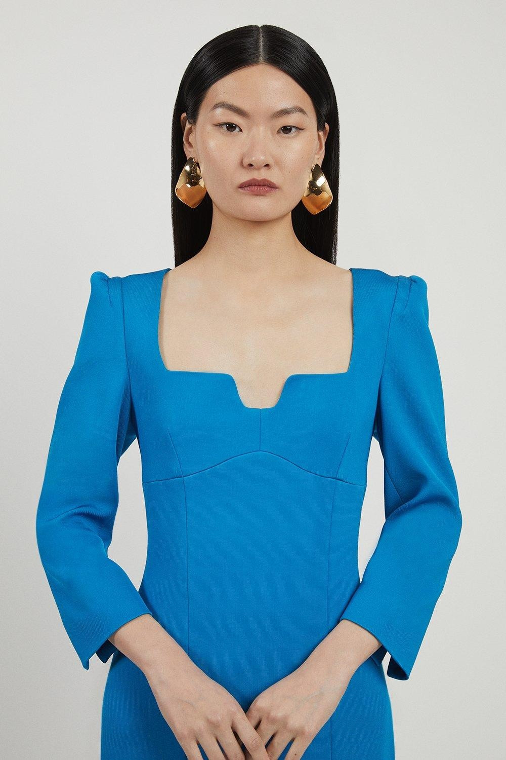 Italian Structured Stretch Sweetheart Neck Midaxi Dress - Image 2