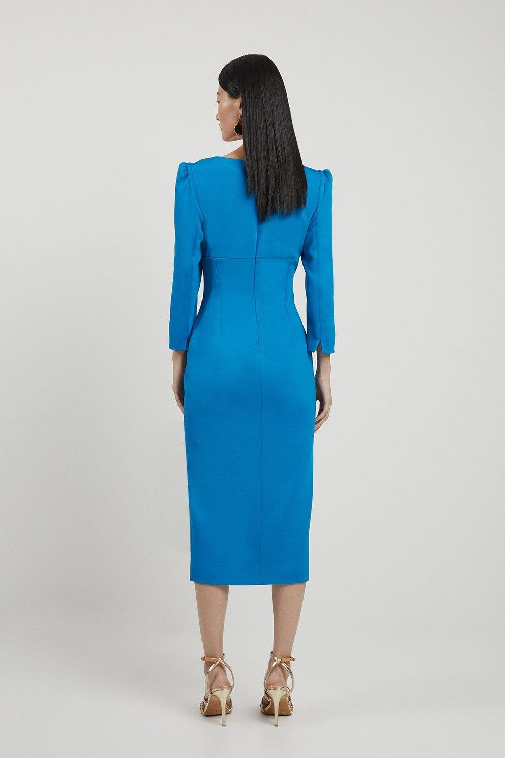 Italian Structured Stretch Sweetheart Neck Midaxi Dress - Image 5