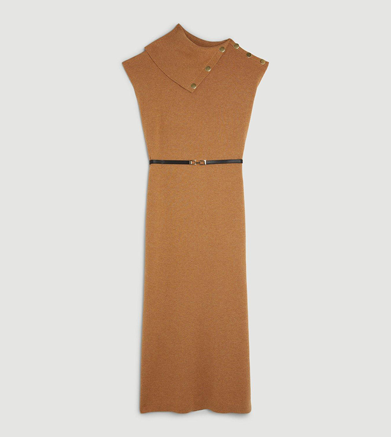 Wool Blend Belted Knit Midaxi Dress - Image 4