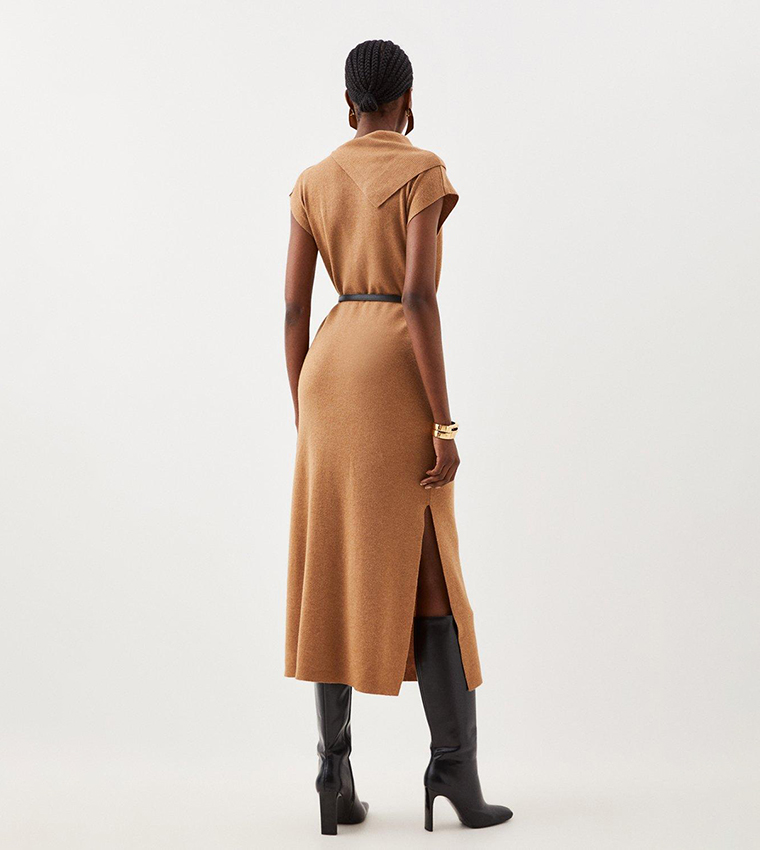 Wool Blend Belted Knit Midaxi Dress - Image 5