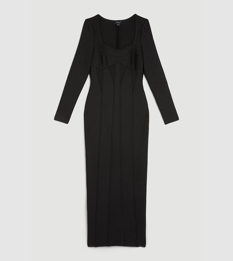 Bandage Mesh Square Neck Midaxi Dress - Image 4