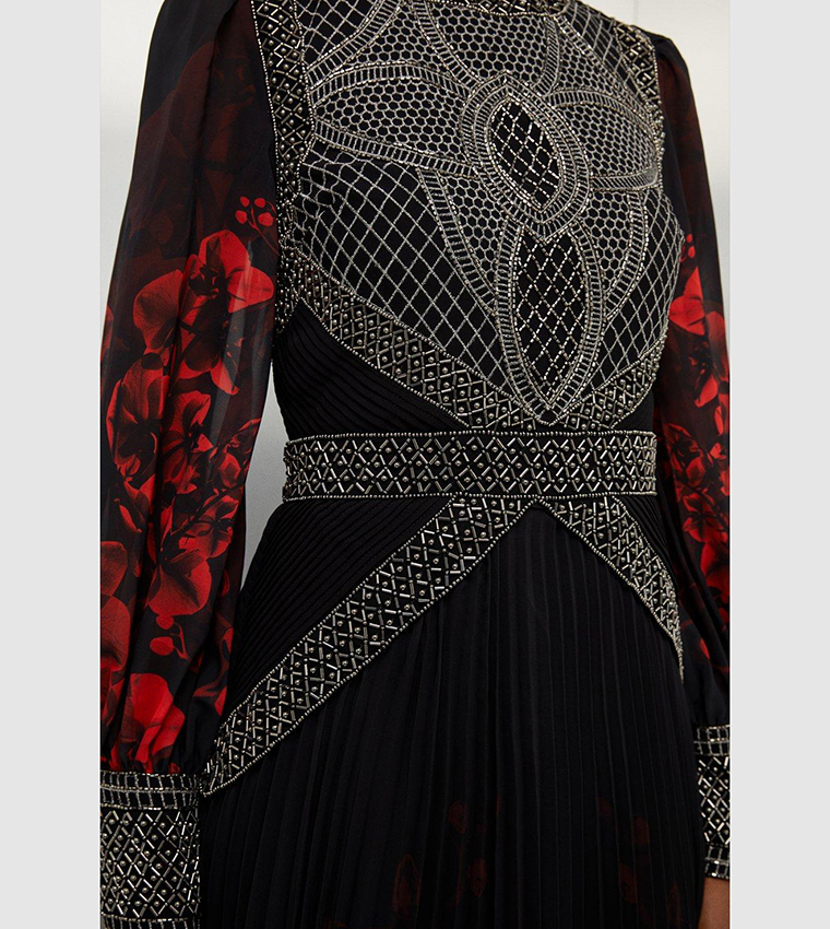 Tall Embellished Long Sleeve Woven Midi Dress - Image 4