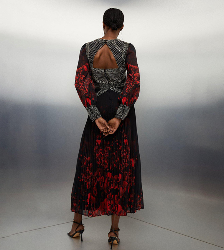 Tall Embellished Long Sleeve Woven Midi Dress - Image 5