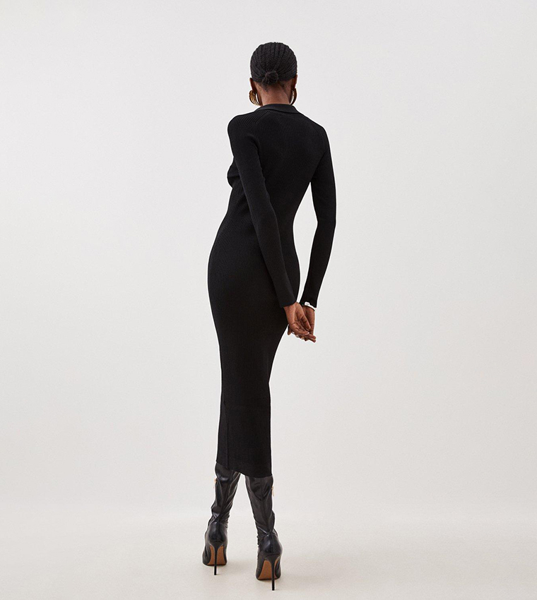 Premium Drape Knit Collared Dress - Image 5