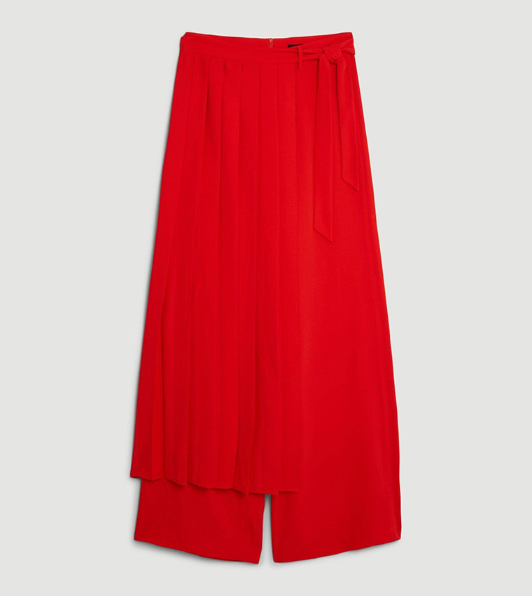 Soft Tailored Detachable Pleated Wrap Skirt Straight Trouser - Image 4