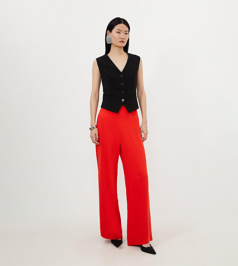 Soft Tailored Detachable Pleated Wrap Skirt Straight Trouser - Image 5