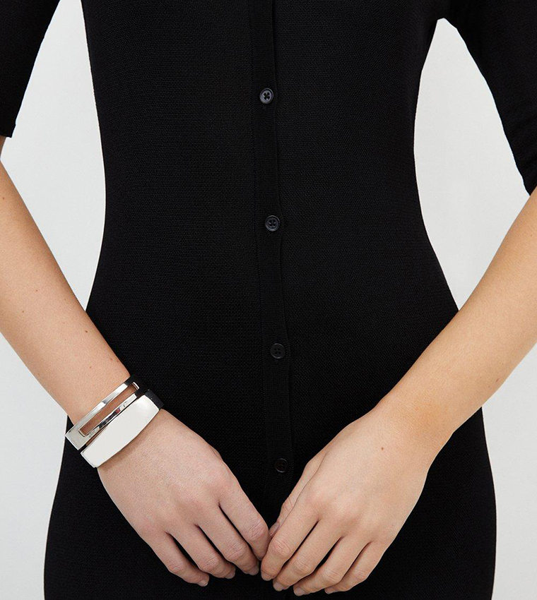 Viscose Blend Slinky Sheer Knit Button Front Midaxi Dress - Image 4