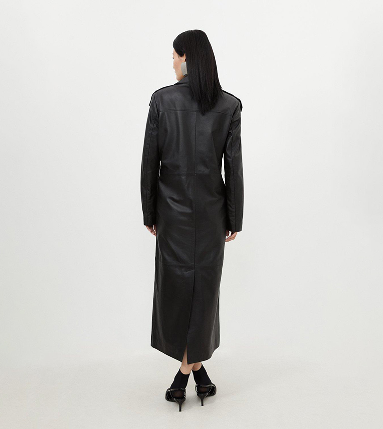 Leather Tailored Midaxi Trench Coat - Image 5