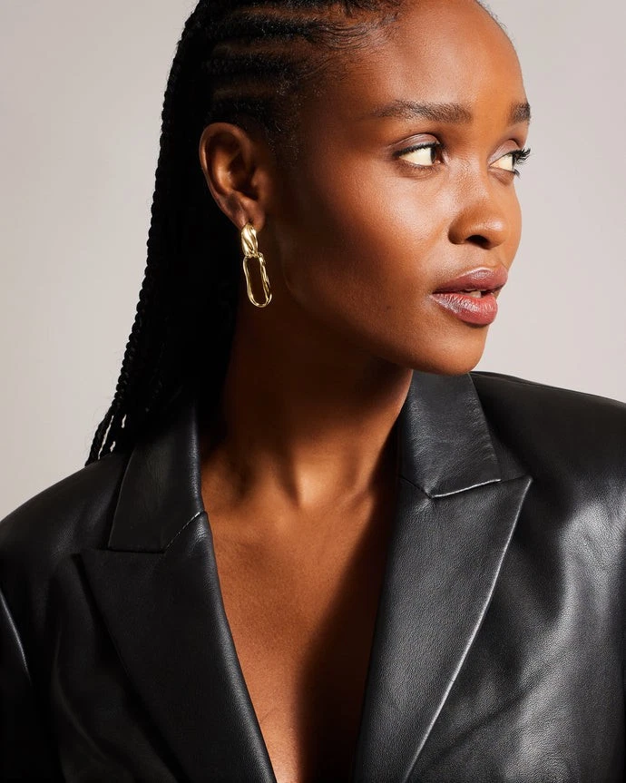 Melliie Peak-Lapel Leather Blazer - Image 4