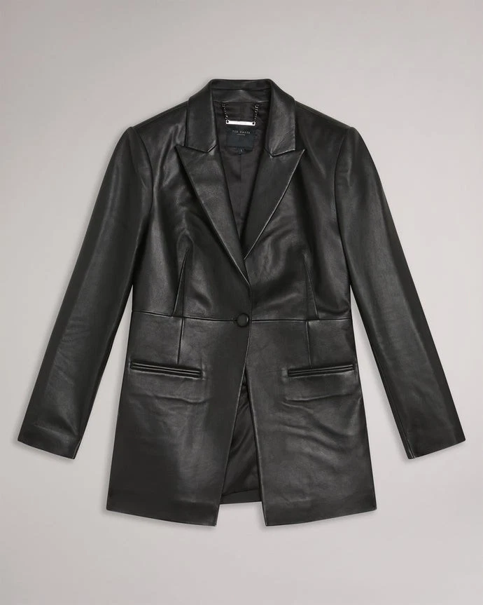 Melliie Peak-Lapel Leather Blazer - Image 6
