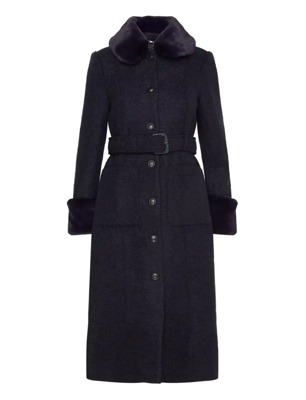 Lyddiia Slim Fit Wool Blend Faux Fur Trim Coat - Image 3