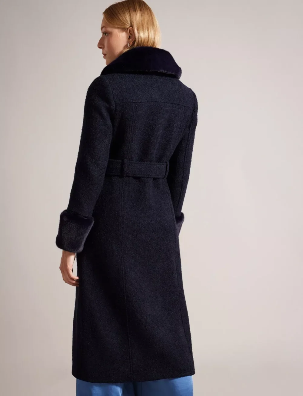 Lyddiia Slim Fit Wool Blend Faux Fur Trim Coat - Image 6