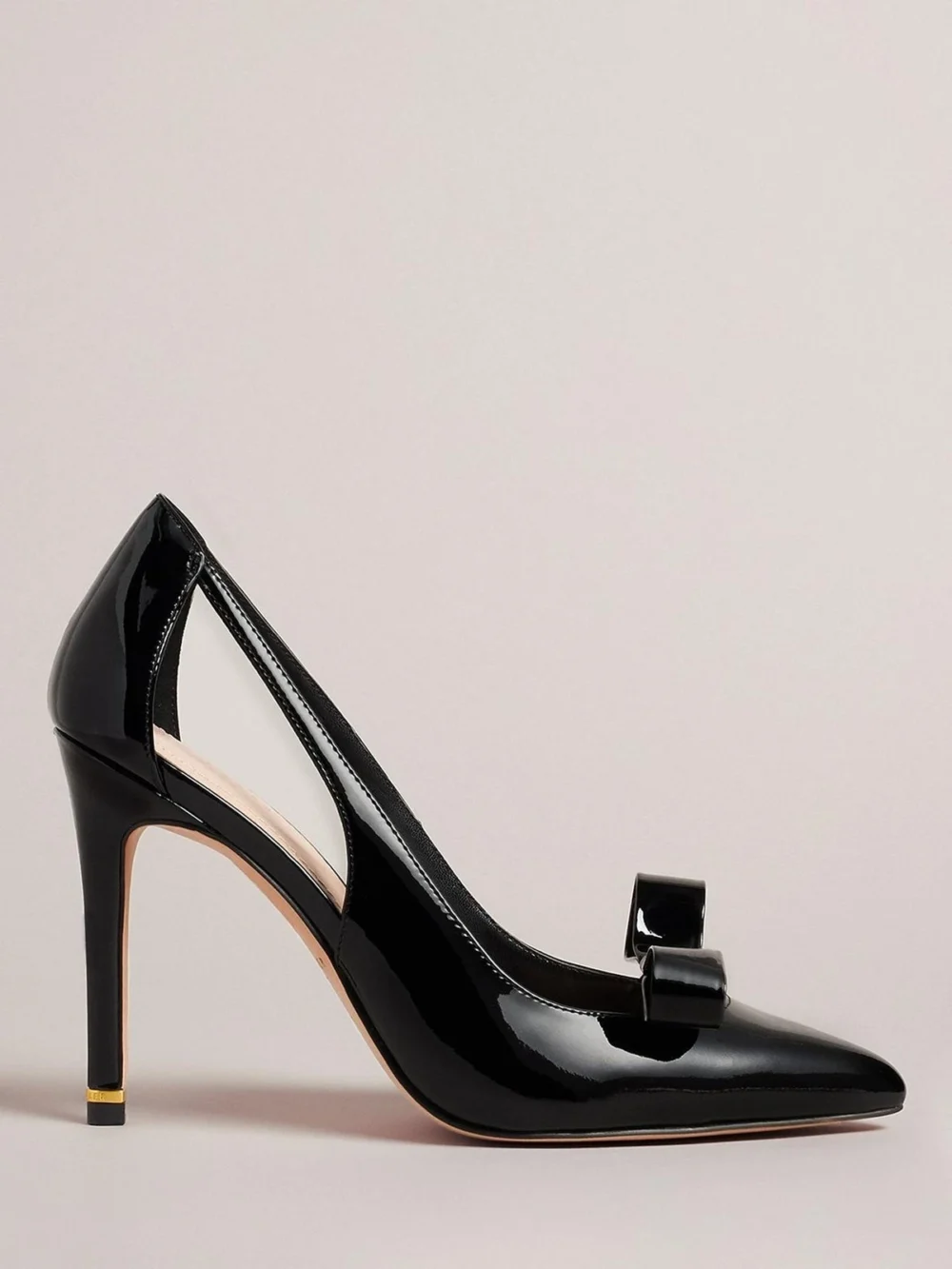 Orliney Patent Bow Cut Out Heeled Court Shoes
