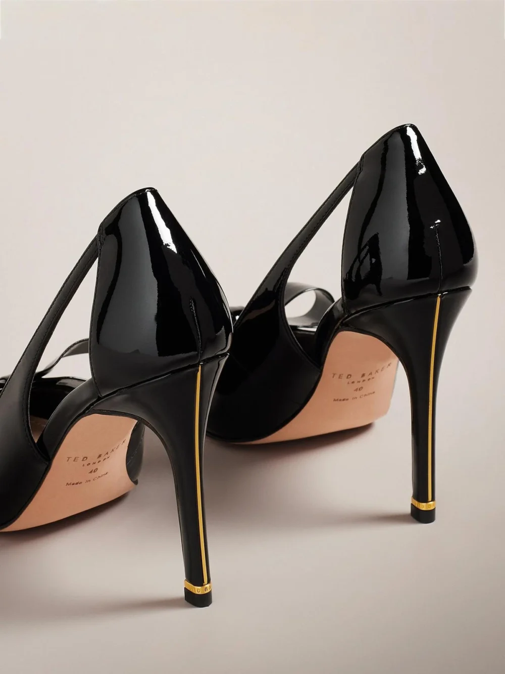 Orliney Patent Bow Cut Out Heeled Court Shoes - Image 2