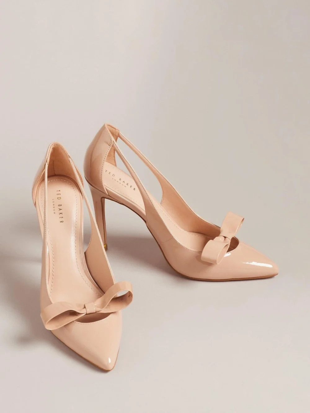 Orliney Patent Bow Cut Out Heeled Court Shoes - Image 2