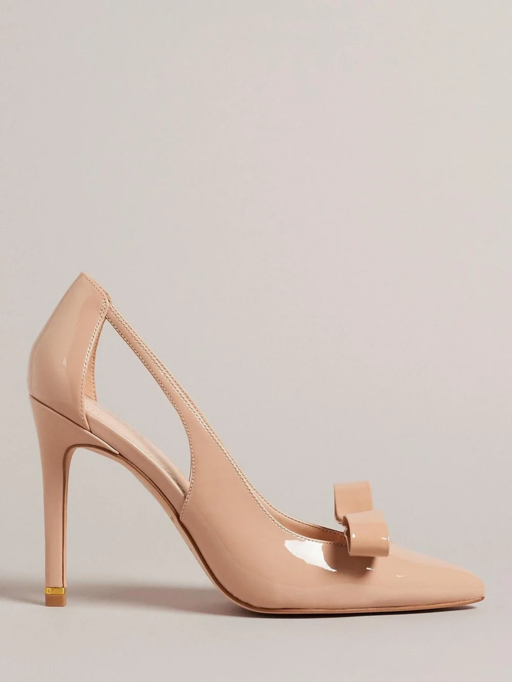 Orliney Patent Bow Cut Out Heeled Court Shoes - Image 3