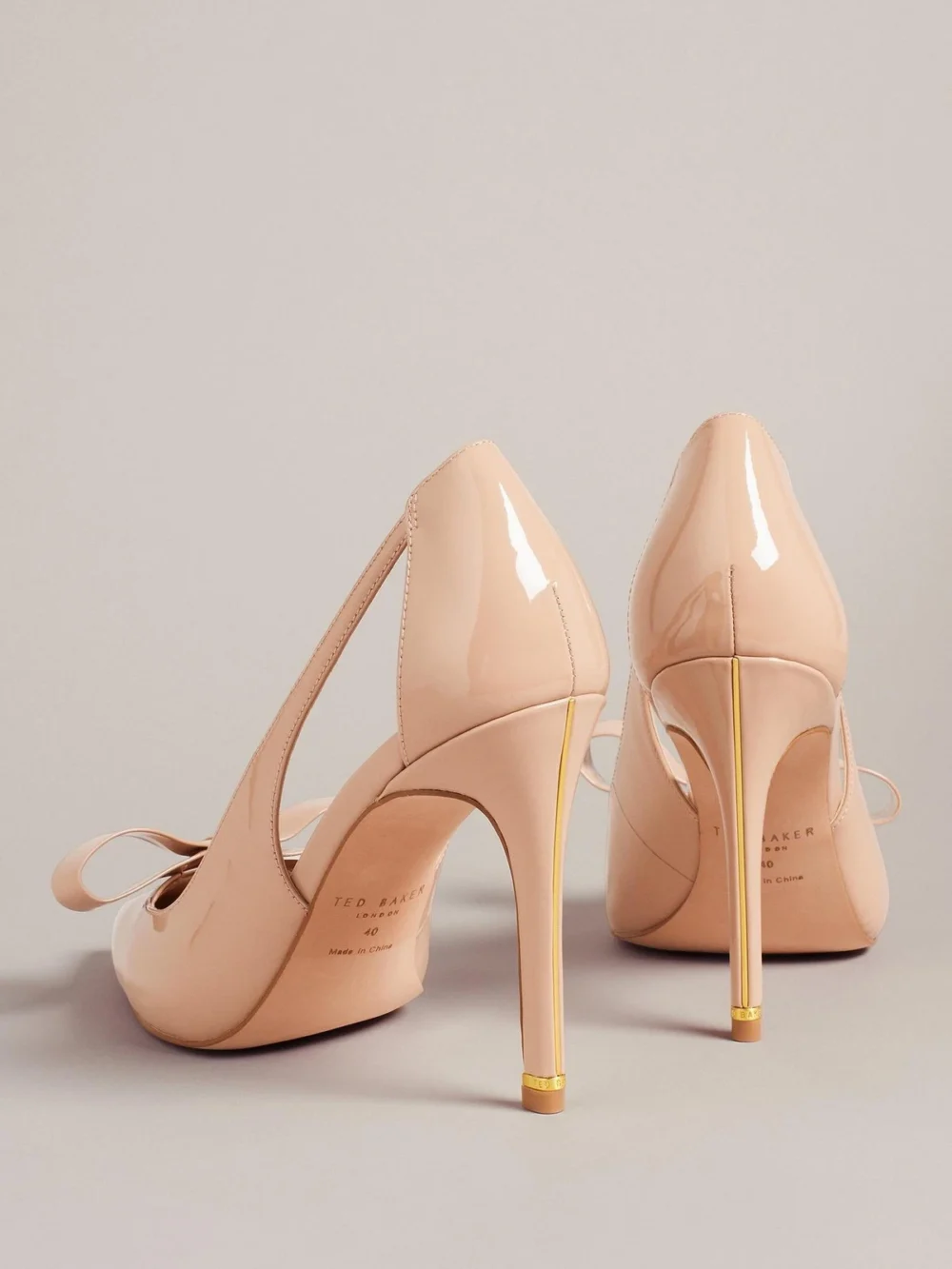 Orliney Patent Bow Cut Out Heeled Court Shoes - Image 4